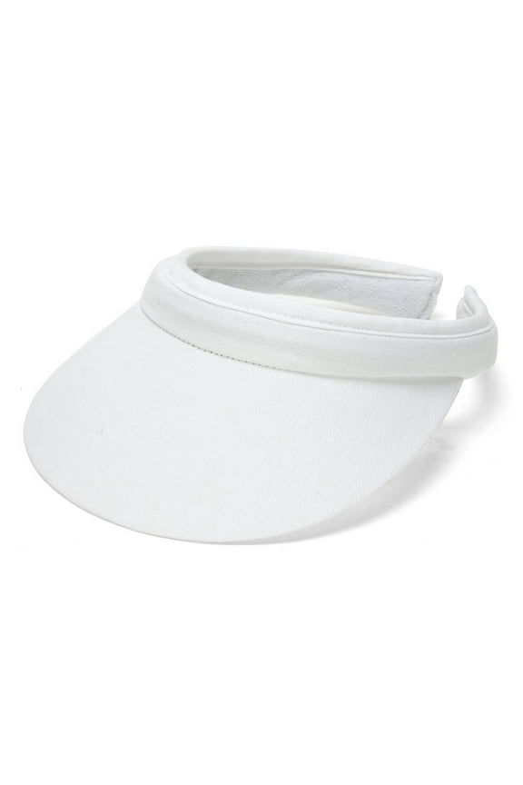 Top Headwear Mens Womens Sun Protection Sports Cotton Twill Clip On Golf Tennis Visor, White