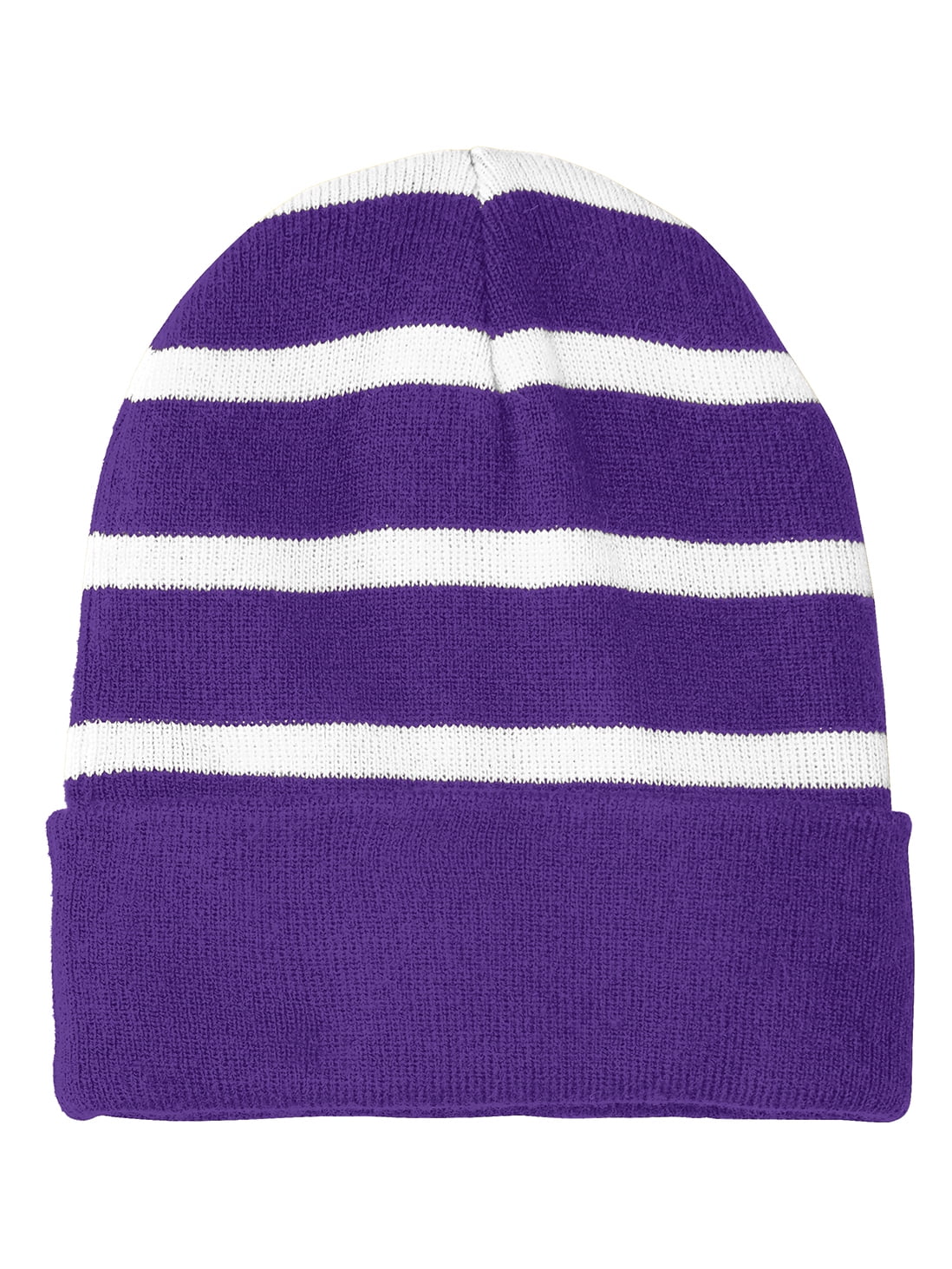 帽子 UNKNOWN VIOLET STRIPED BEANIE Purple and White Beanie, Striped Hat, Womens Beanies