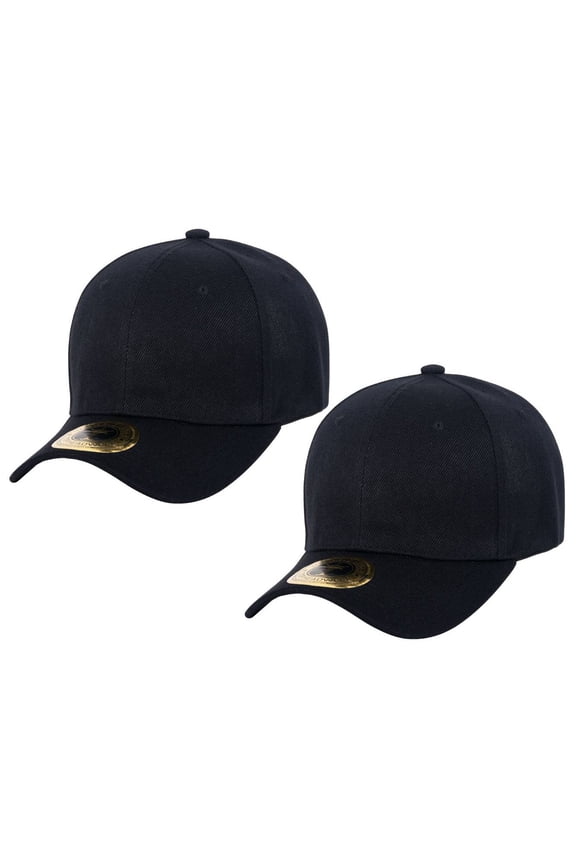 Top Headwear Structured Adjustable Baseball Hat, Black 2 pack