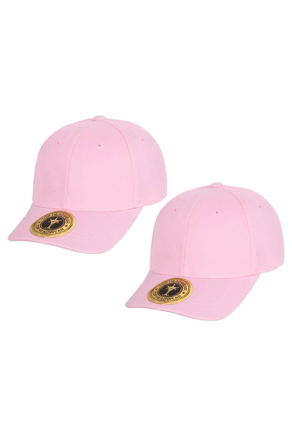 Top Headwear Structured Adjustable Baseball Hat, Light Pink 2 pack
