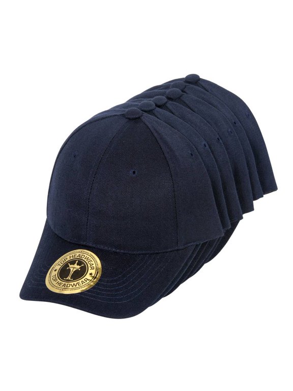 Top Headwear Structured Adjustable Baseball Hat, Navy 6 pack