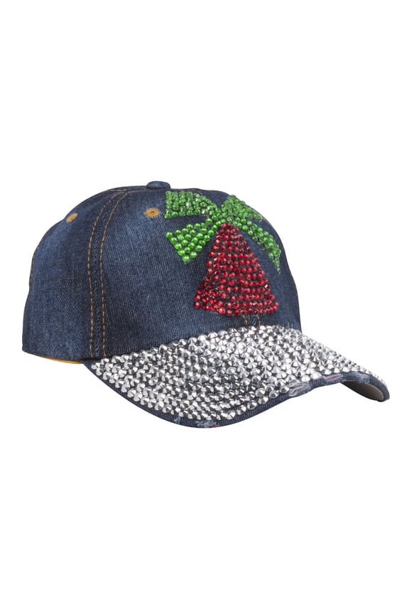 Top Headwear Studded Christmas Bell Denim Baseball Cap