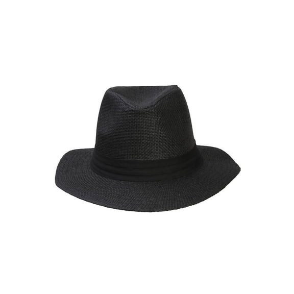 Top Headwear Style Banded Wide Brim Fedora Hat, Black S/M