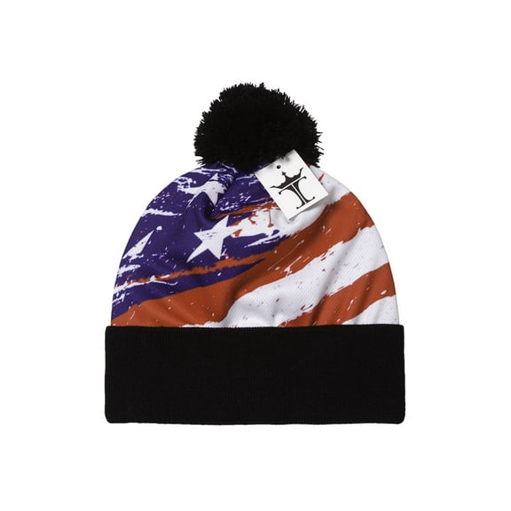 Top Headwear Sublimation Cuffed Beanie - USA Paintbrush - Short - Black