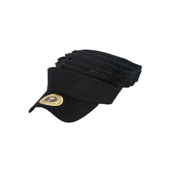 Top Headwear Summer Adjustable Visor, Black 6 pack