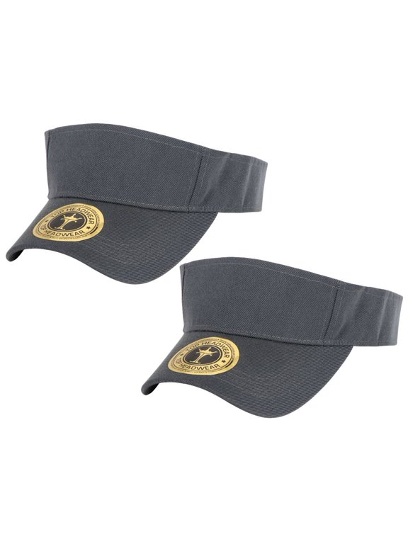 Top Headwear Summer Adjustable Visor, Charcoal 2 pack