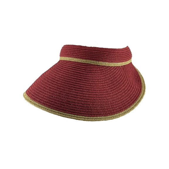Top Headwear Summer Straw Visor - Red