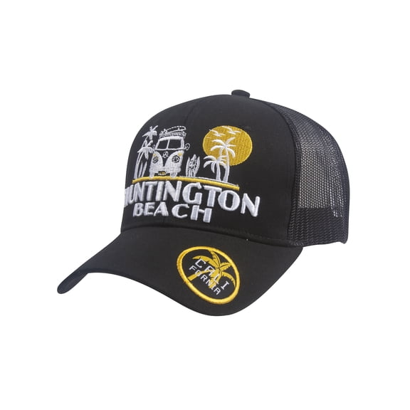 Top Headwear Summer Van Adjustable Trucker Hat - Huntington Beach - Black