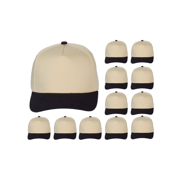 Top Headwear Throwback Heritage Snapback Hat - Two Tone Legacy Collection Baseball Cap Dozen 12 Pack, Black