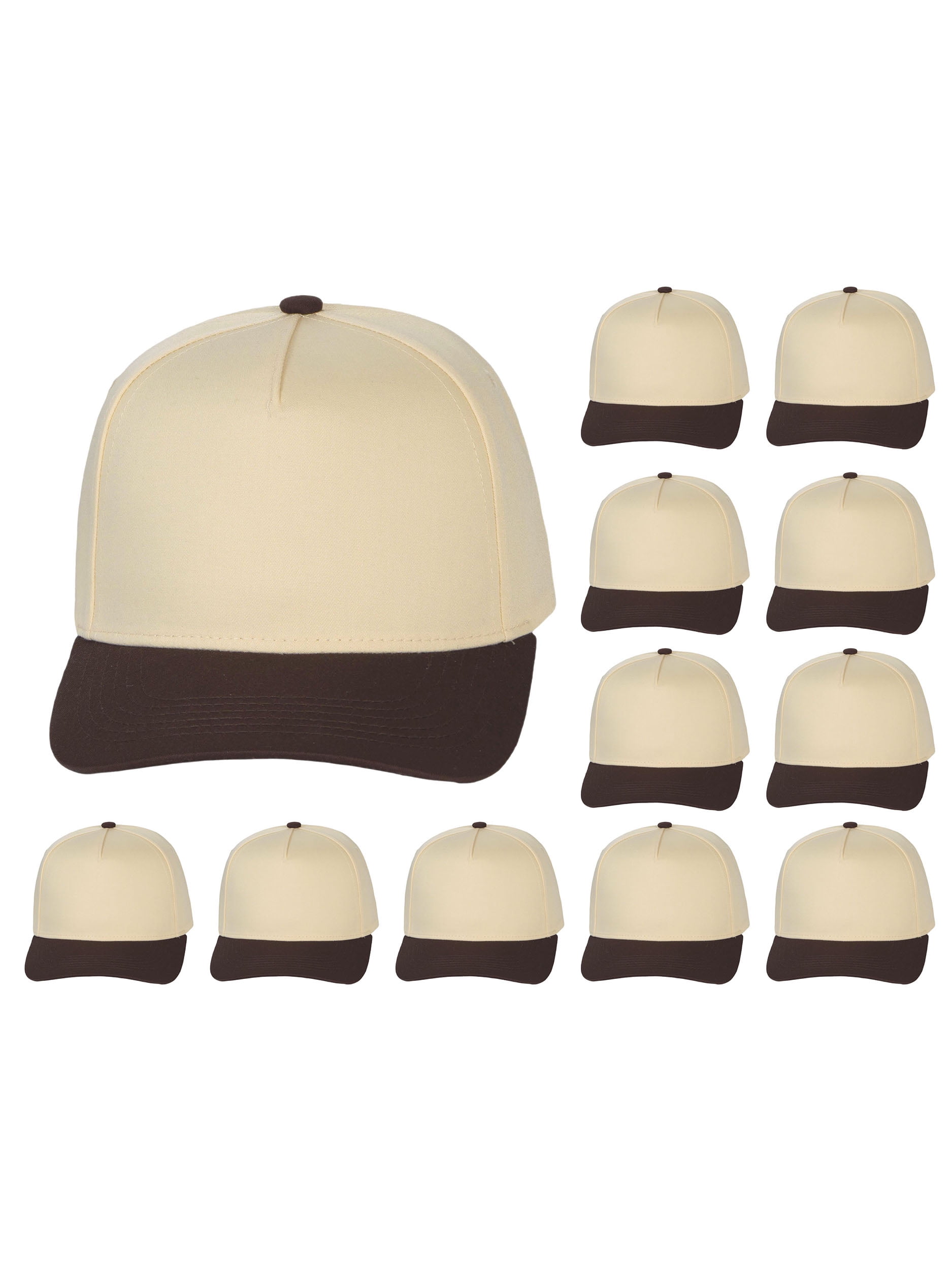 Top Headwear Throwback Heritage Snapback Hat - Two Tone Legacy Collection Baseball Cap Dozen 12 Pack, Brown