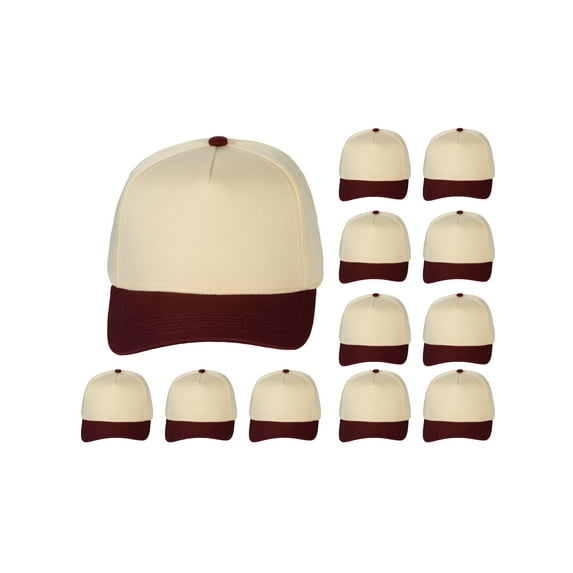 Top Headwear Throwback Heritage Snapback Hat - Two Tone Legacy Collection Baseball Cap Dozen 12 Pack, Burgundy