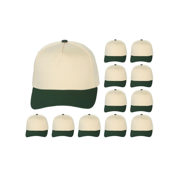 Top Headwear Throwback Heritage Snapback Hat - Two Tone Legacy Collection Baseball Cap Dozen 12 Pack, Forest Green