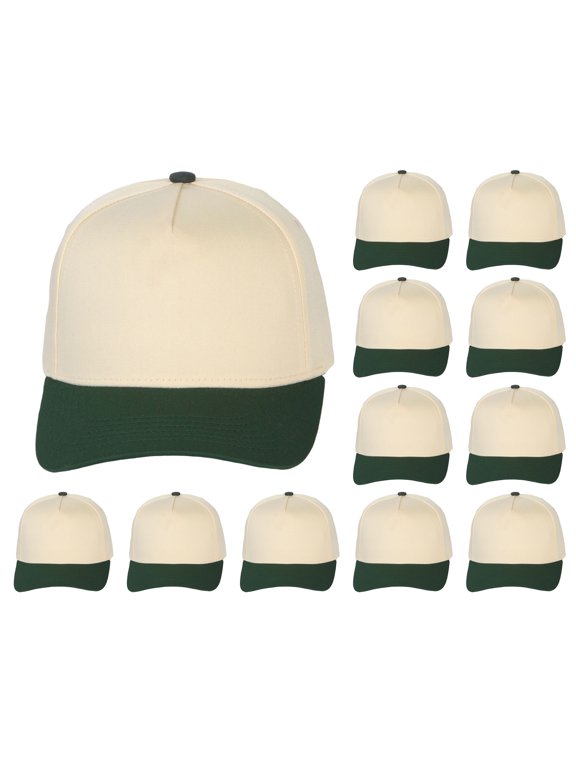 Top Headwear Throwback Heritage Snapback Hat - Two Tone Legacy Collection Baseball Cap Dozen 12 Pack, Forest Green