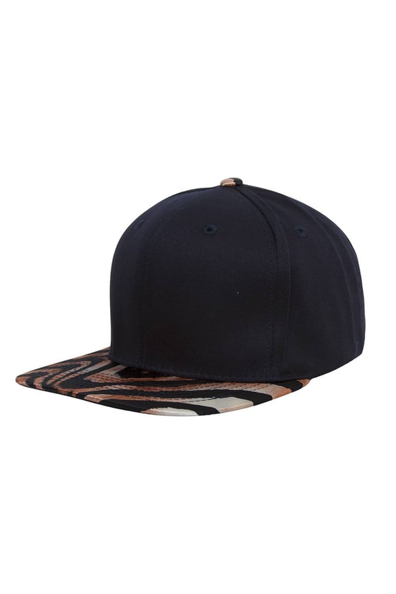 Top Headwear Tiger Stripes Two-Tone Adjustable Snapback - Navy/Orange