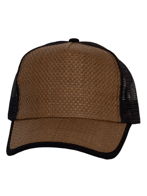 Top Headwear Trucker Straw Hats For Men Two-Tone Snapback Cap, Brown