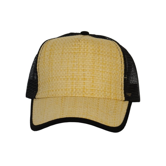 Top Headwear Trucker Straw Hats For Men Two-Tone Snapback Cap, Natural Black