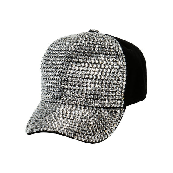 Top Headwear Two Tone Shiny Stone Denim Baseball Cap - Black/Silver