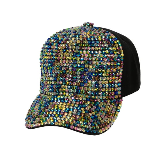 Top Headwear Two Tone Shiny Stone Denim Baseball Cap - Multicolor