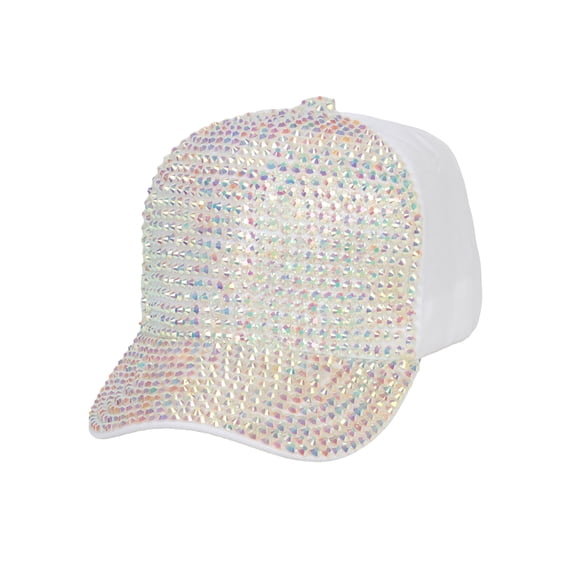 Top Headwear Two Tone Shiny Stone Denim Baseball Cap - White