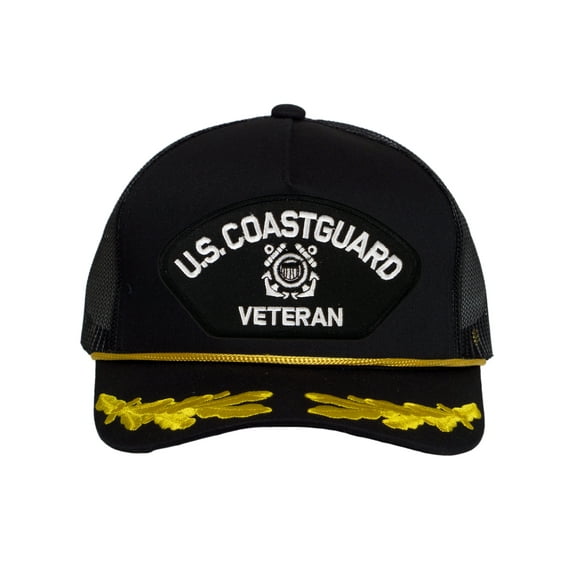 Top Headwear US Coast Guard Captain Trucker Hat - Military Pride Cap, Veteran Black