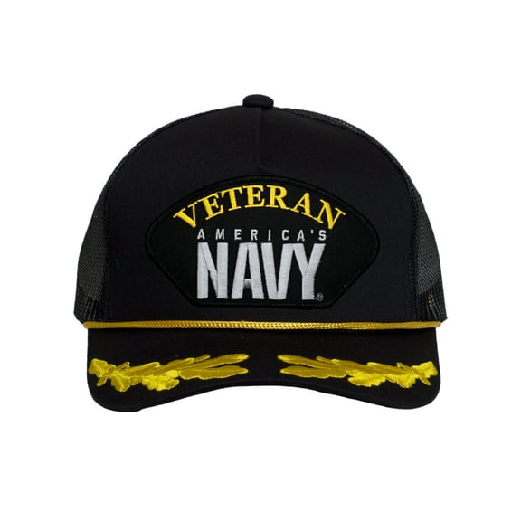 Top Headwear US Navy Captain Trucker Hat - Military Pride Cap, America's Navy Veteran Black