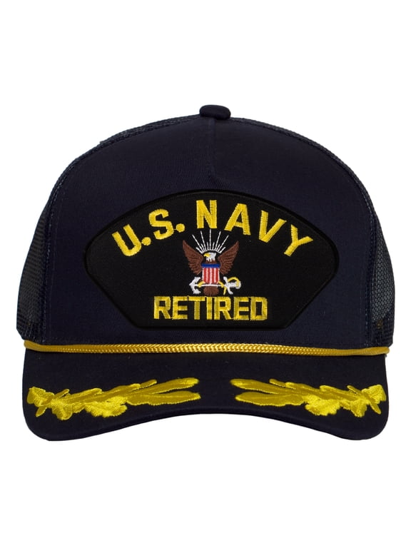 Top Headwear US Navy Captain Trucker Hat - Military Pride Cap, Retired Navy