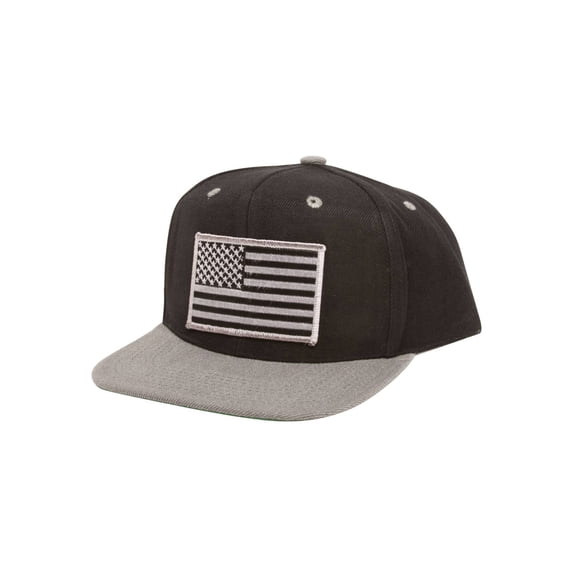Top Headwear USA Flag Flat Bill Adjustable Snapback - Black/Charcoal