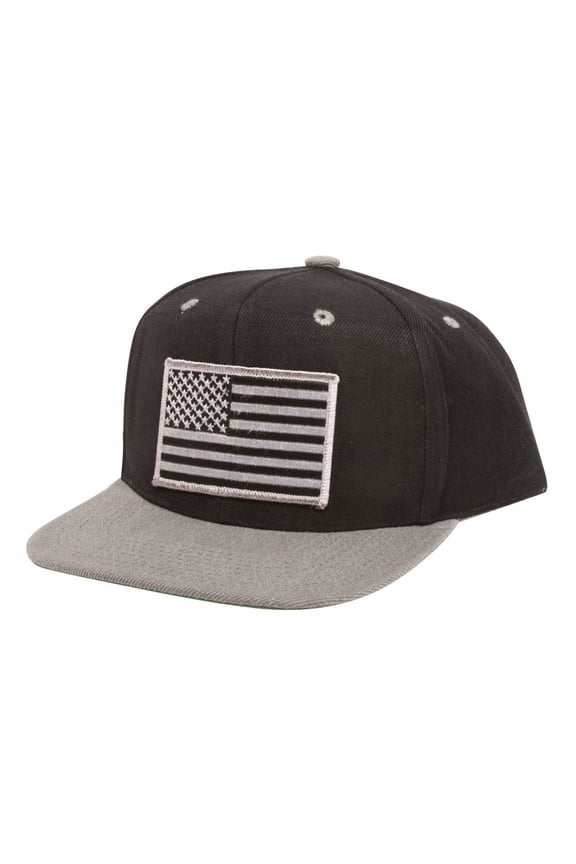 Top Headwear USA Flag Flat Bill Adjustable Snapback - Black/Charcoal