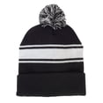 thumbnail image 1 of Top Headwear Unisex Men's Women's Stripe Pom Pom Beanie, Black/White, 1 of 1