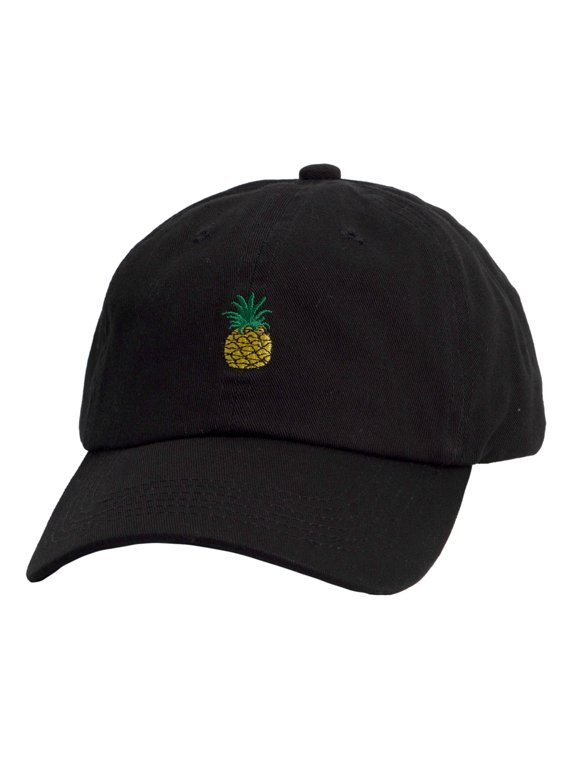 Top Headwear Unstructured Adjustable Dad Hat w/ design, Black Pineapple