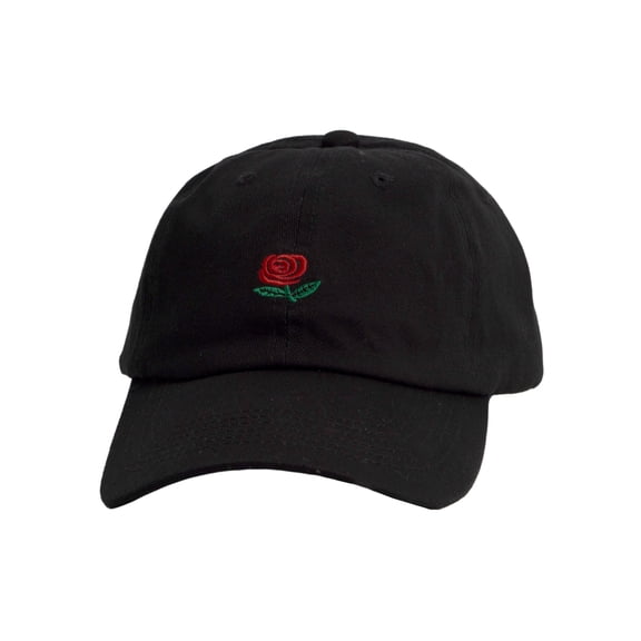 Top Headwear Unstructured Adjustable Dad Hat w/ design, Black Rose