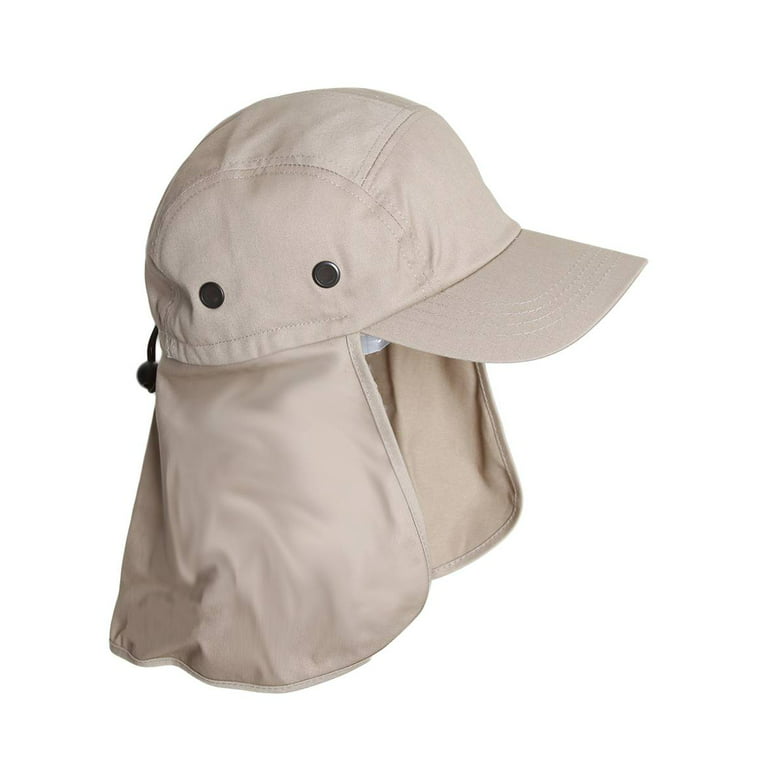 Top Headwear Vacationer Flap Hat With Full Neck Cover - Beige