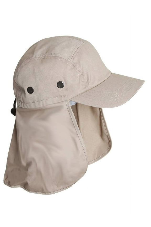 Top Headwear Vacationer Flap Hat With Full Neck Cover - Beige