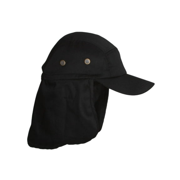 Top Headwear Vacationer Flap Hat With Full Neck Cover - Black