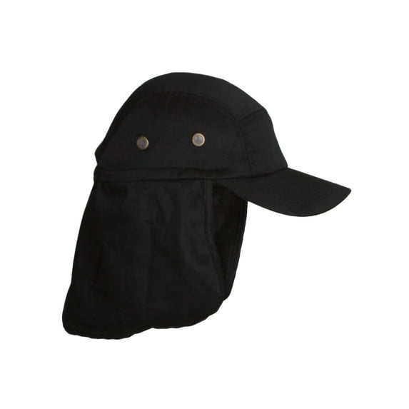 Top Headwear Vacationer Flap Hat With Full Neck Cover - Black