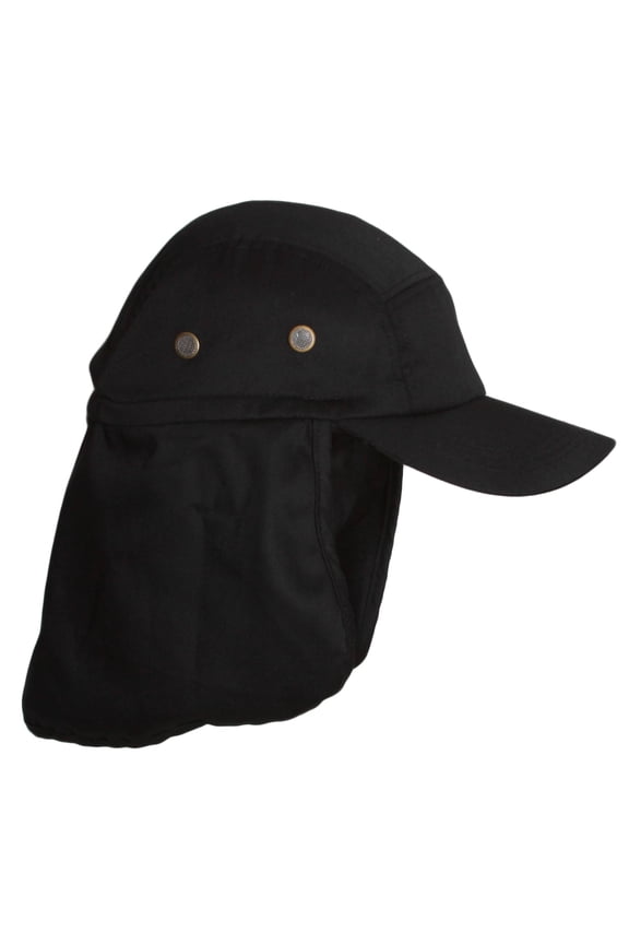 Top Headwear Vacationer Flap Hat With Full Neck Cover - Black
