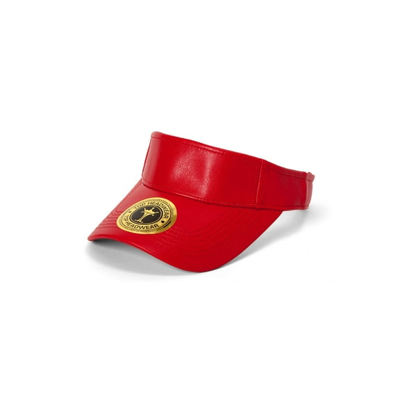 Top Headwear Vegan Leather Adjustable Visors - Red
