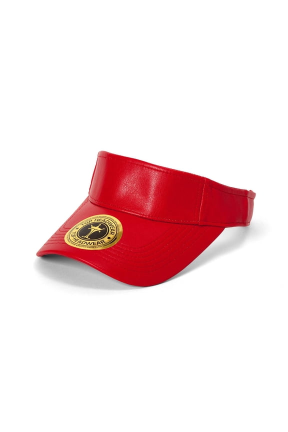 Top Headwear Vegan Leather Adjustable Visors - Red