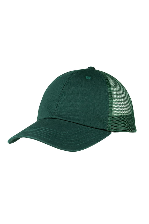 Top Headwear Washed Cotton Twill Mesh Adjustable Cap - Dark Green