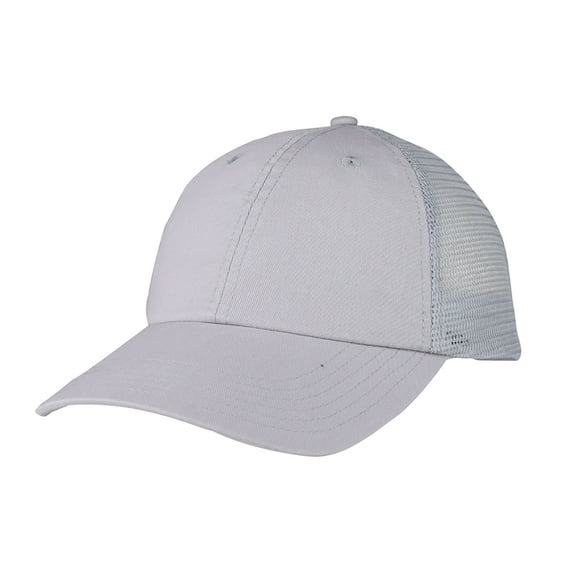 Top Headwear Washed Cotton Twill Mesh Adjustable Cap - Light Grey