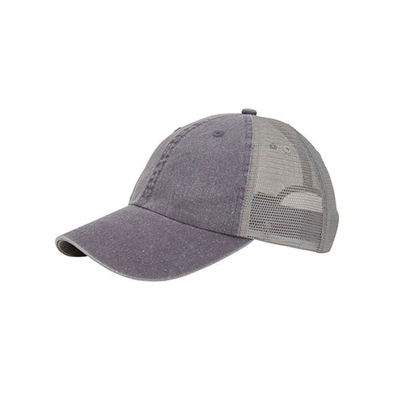 Top Headwear Washed Pigment Dyed Twill Trucker Cap - Light Grey