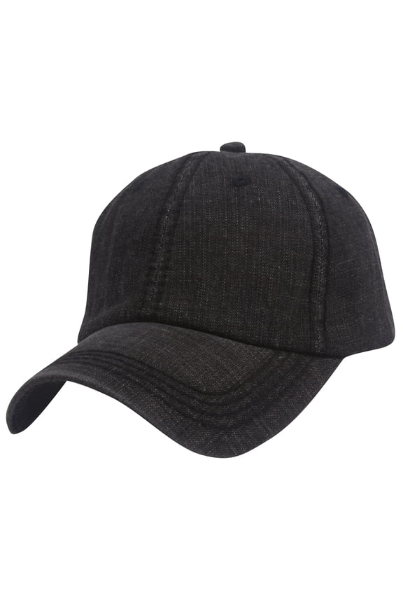 Top Headwear Washed Plain Baseball Cap - Black