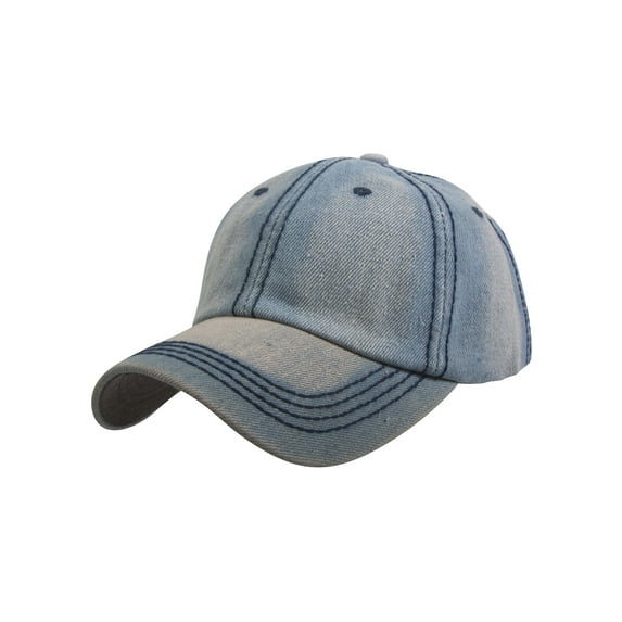 Top Headwear Washed Plain Baseball Cap - Light Denim