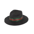 thumbnail image 1 of Top Headwear Wide Brim Paper Panama Hat w/ Red and Green Rhinestone Stripe - Black, 1 of 1