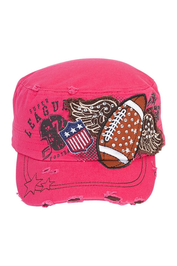Top Headwear Winged Football Distressed Cadet Cap - Pink
