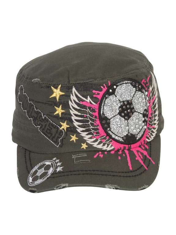 Top Headwear Winged Soccer Ball Distressed Cadet Cap - Olive