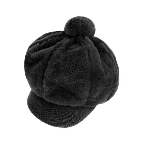 Top Headwear Winter Captain Pom Pom Newsboy Cap - Black
