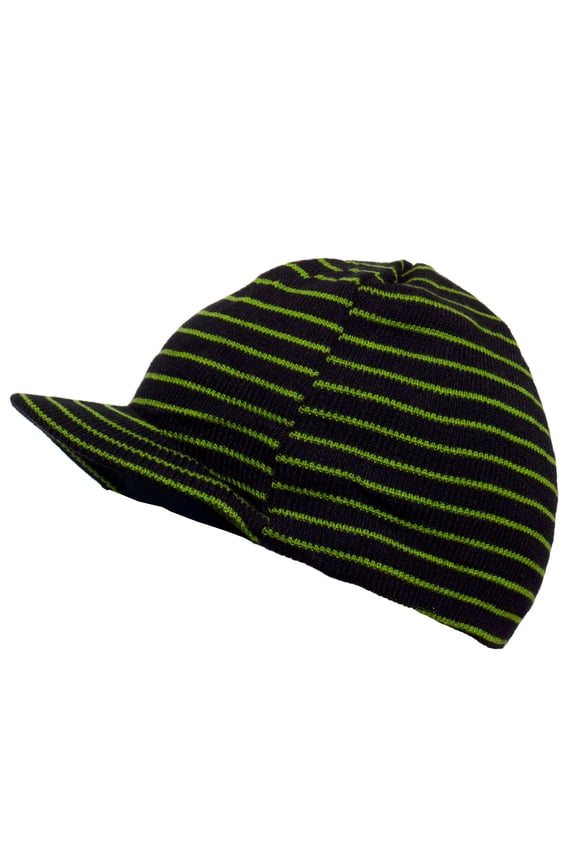 Top Headwear Winter Cuffless Beanie Visor, Black/Green