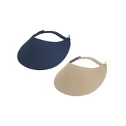 Top Headwear Women's Cotton Foam Visor- Stretch Sun Protection Hat, 2 PC Navy/Khaki