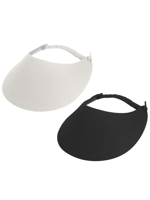 Top Headwear Women's Cotton Foam Visor- Stretch Sun Protection Hat, 2 PC White/Black